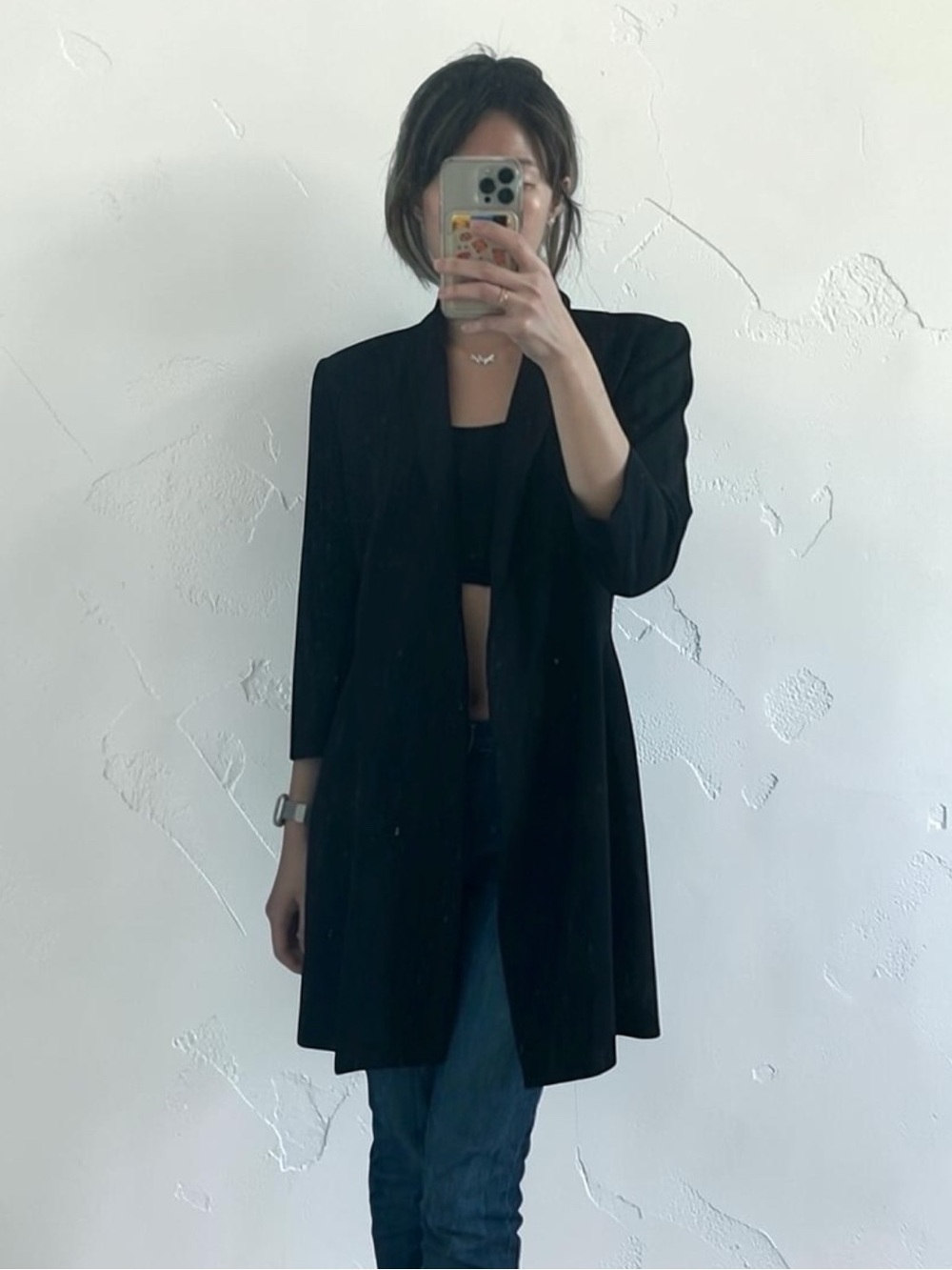 Alice + Olivia Black Longline Blazer